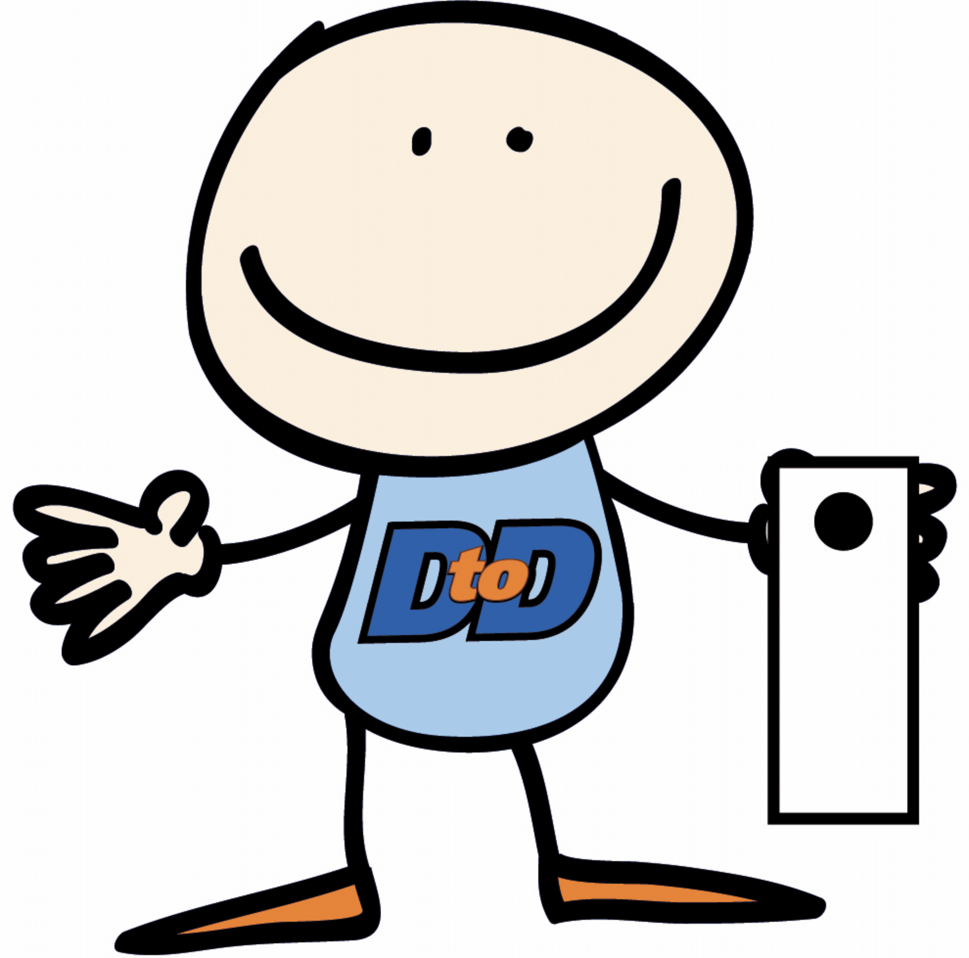 Direct to Door mascot holding a door hanger for New York City distribution
