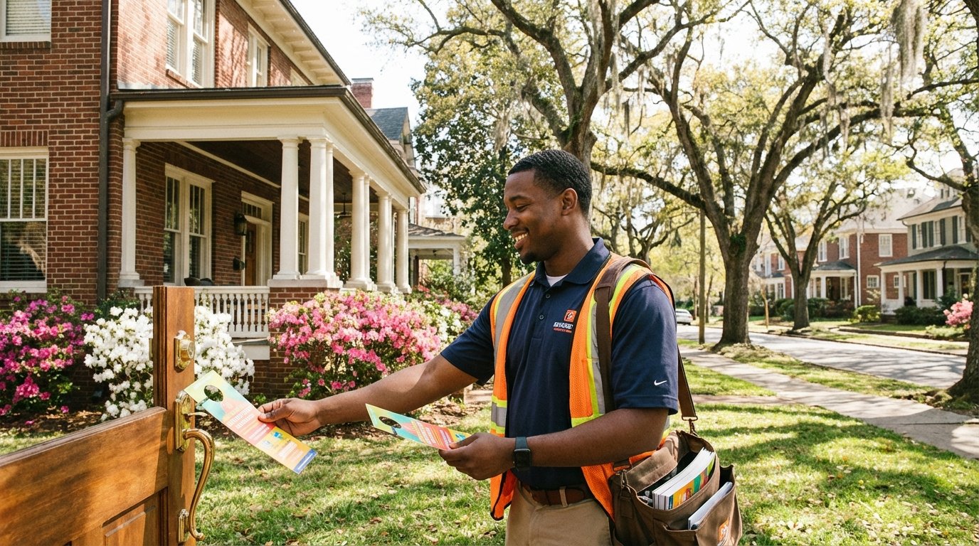 Atlanta door-to-door flyer distribution service in action