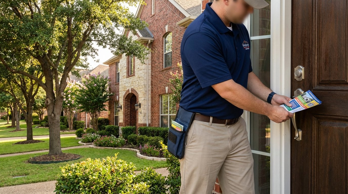 Dallas door-to-door flyer distribution service in action