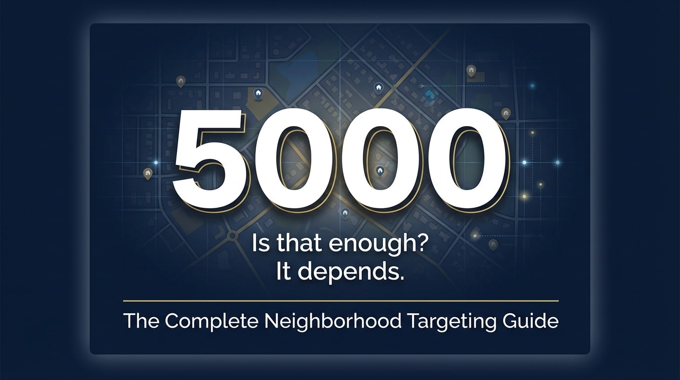 How many door hangers do I need guide showing neighborhood map with quantity calculation overlay