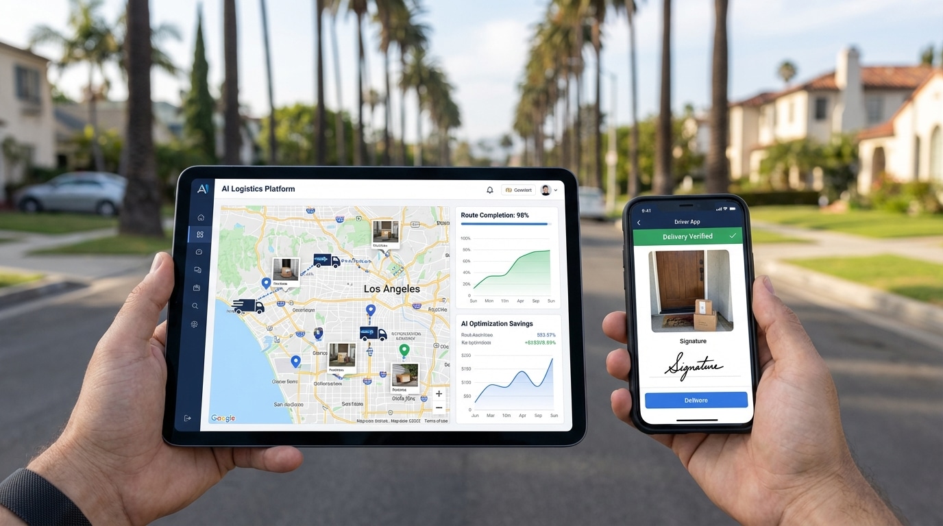 AI Management Platform with Proof of Delivery photos for Los Angeles door hanger campaigns