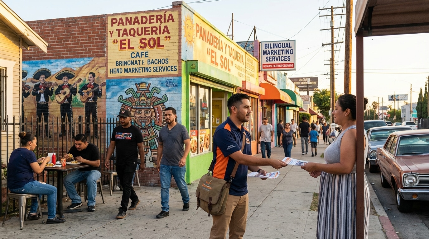 Bilingual and multicultural door hanger distribution in Los Angeles diverse communities
