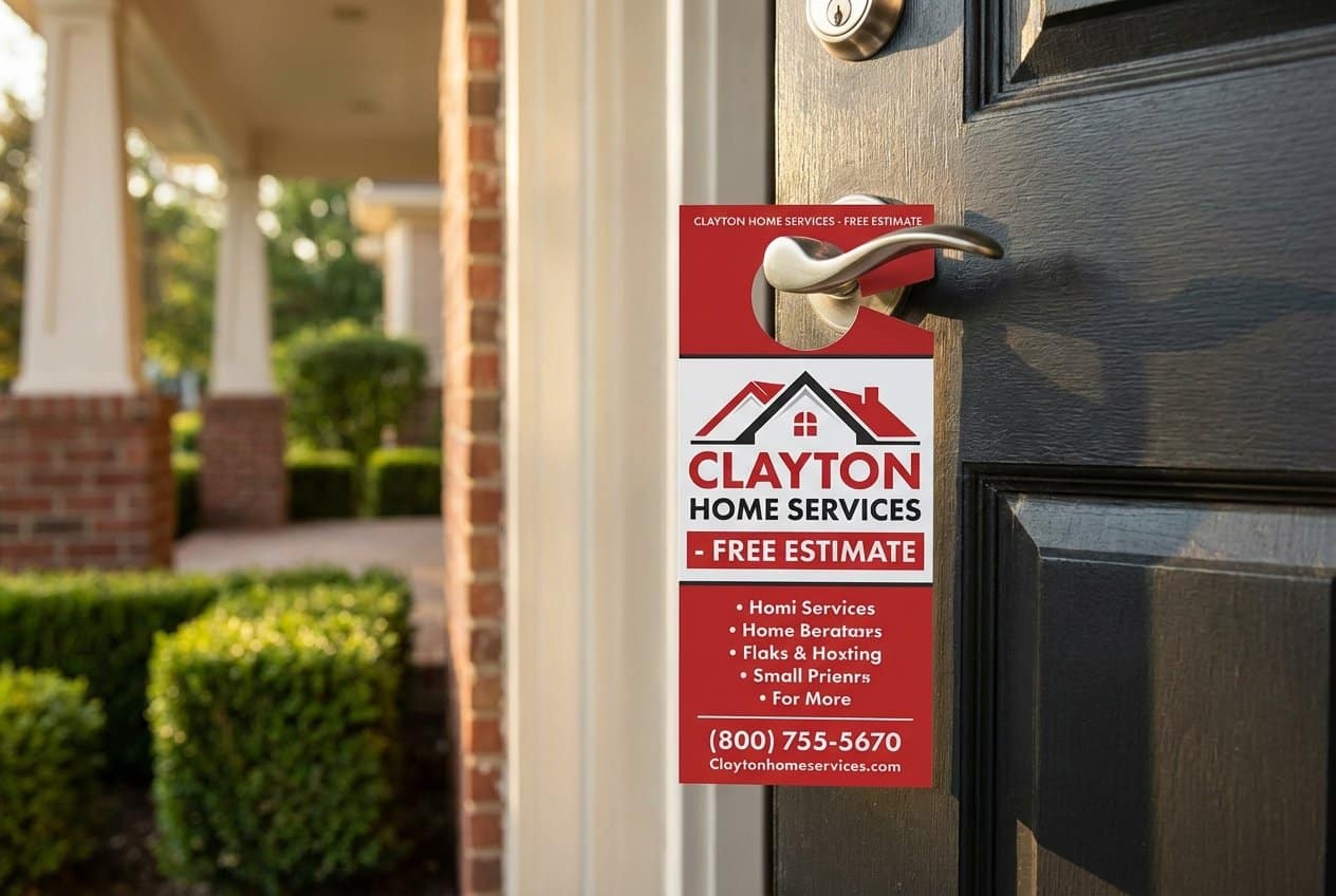 Colorful door hanger on a door handle at a Clayton-area home in St. Louis