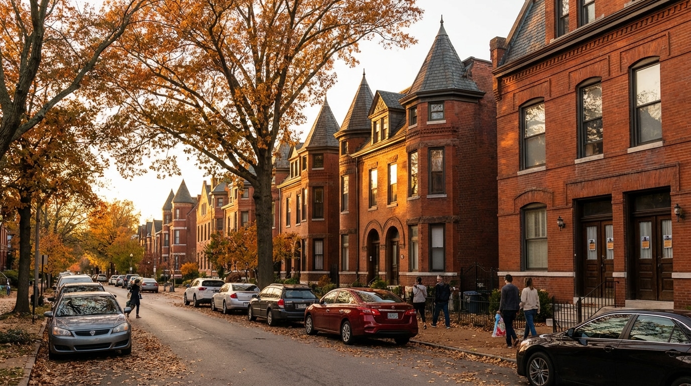 St. Louis residential neighborhood with classic brick homes - flyer delivery service area