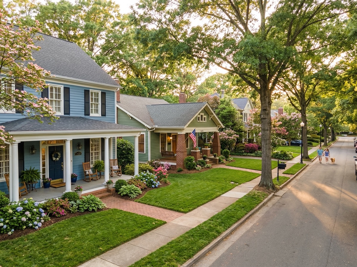 Charlotte residential neighborhood with tree-lined streets in the Queen City metro area