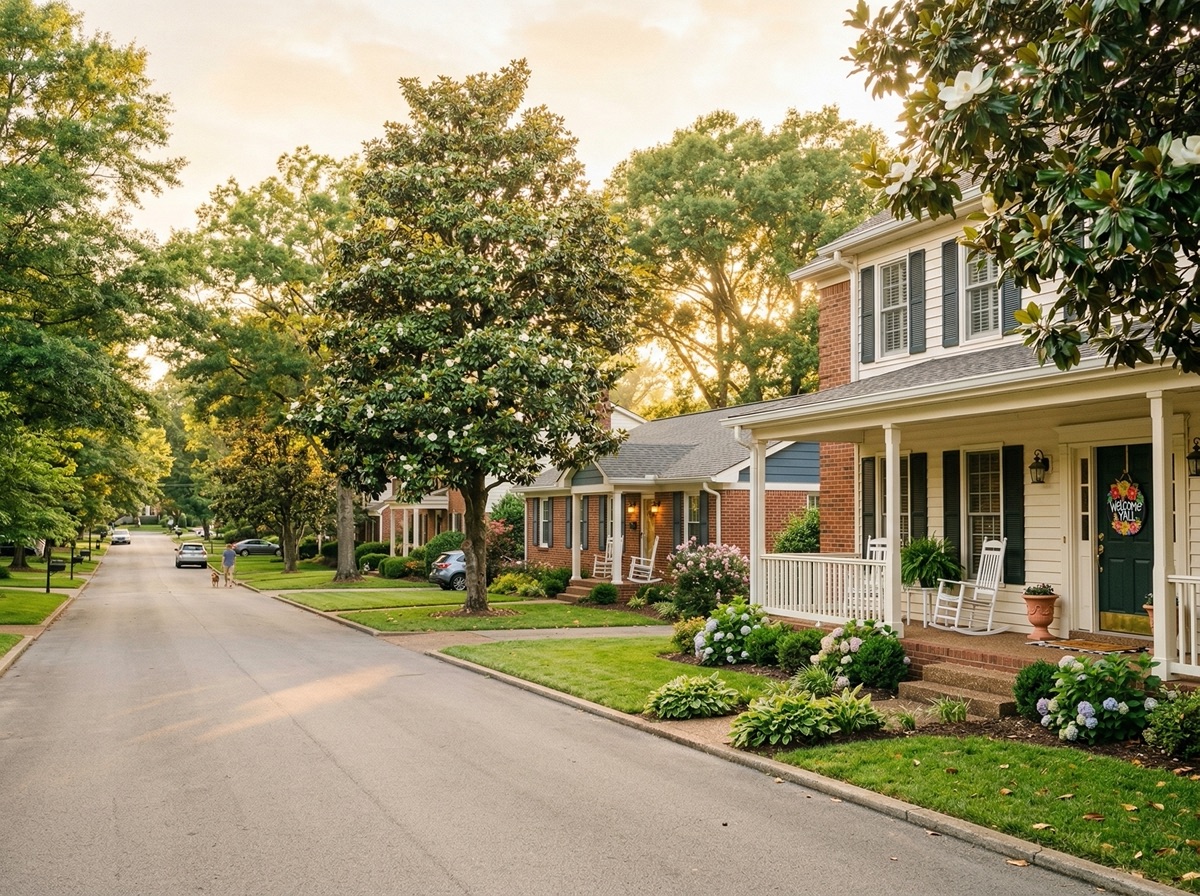 Nashville residential neighborhood with tree-lined streets in the Music City metro area