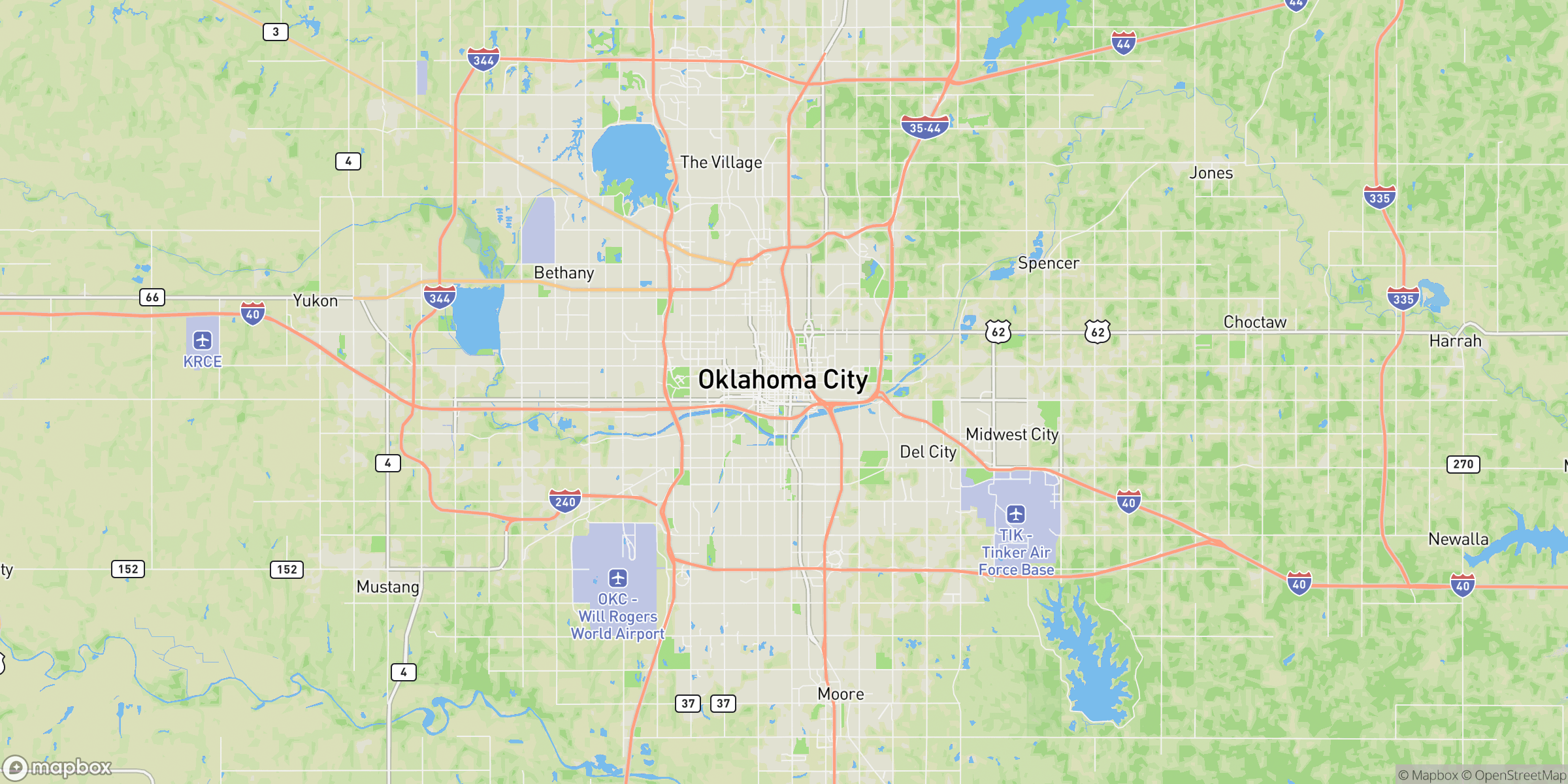 Oklahoma City metropolitan area coverage map showing 7-county flyer distribution area including Oklahoma, Canadian, Cleveland, Grady, Lincoln, Logan, and McClain counties