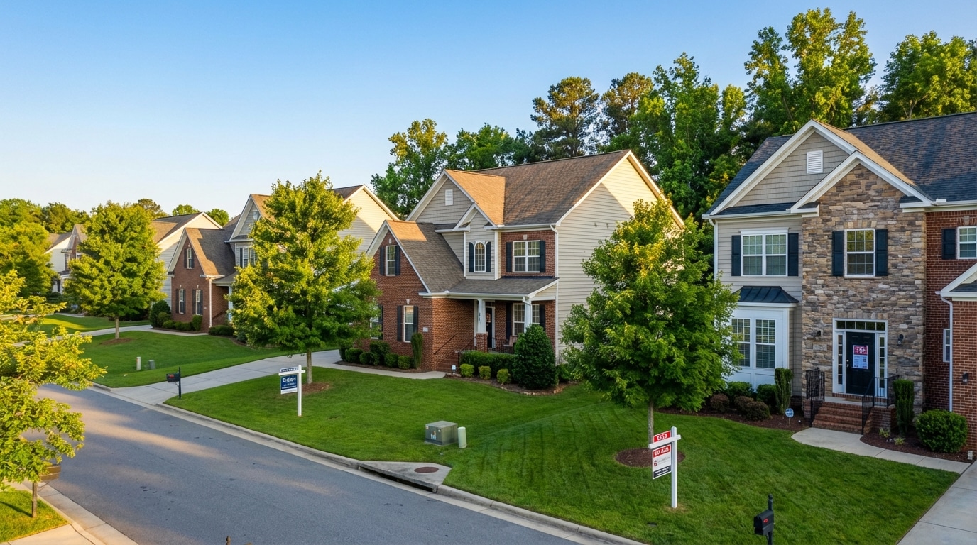 Raleigh North Carolina suburban neighborhoods with well-maintained homes - flyer delivery area