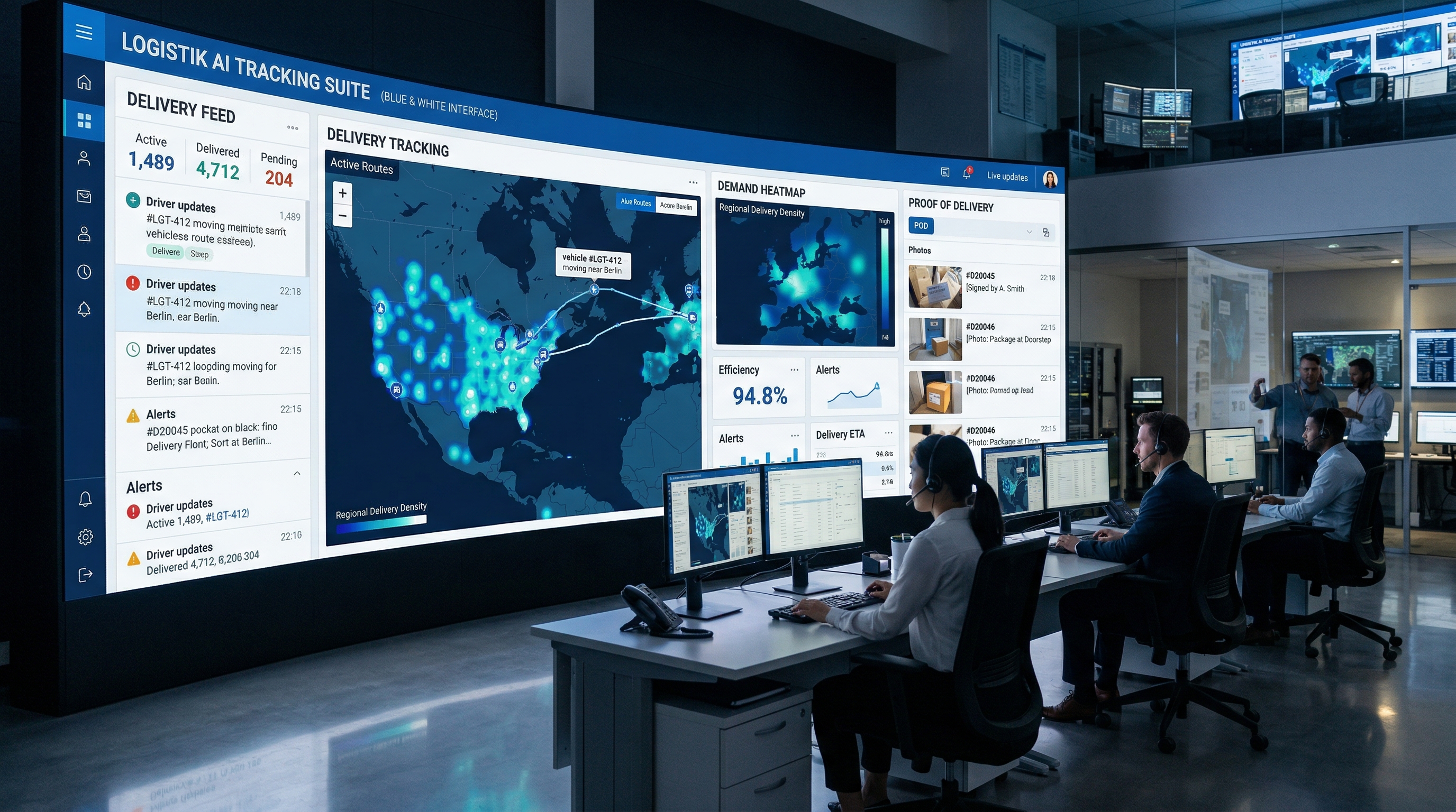 AI-powered management platform dashboard showing real-time distribution tracking and proof of delivery