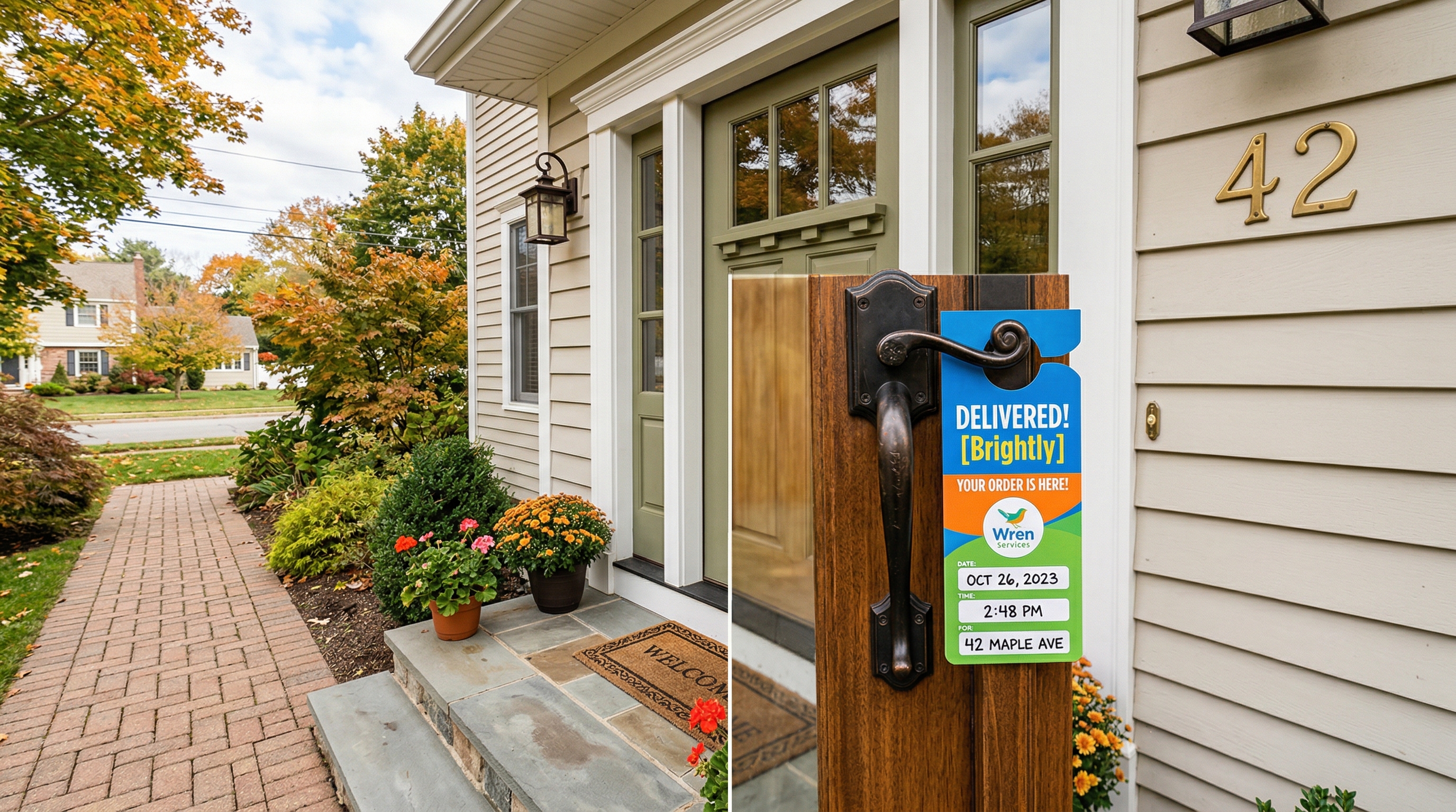 Proof of delivery photos from Direct to Door Marketing door hanger distribution campaigns