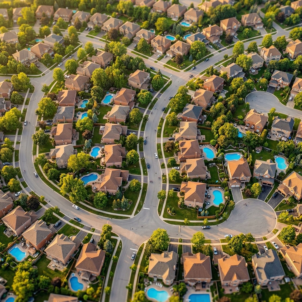 Aerial view of New York neighborhood coverage area