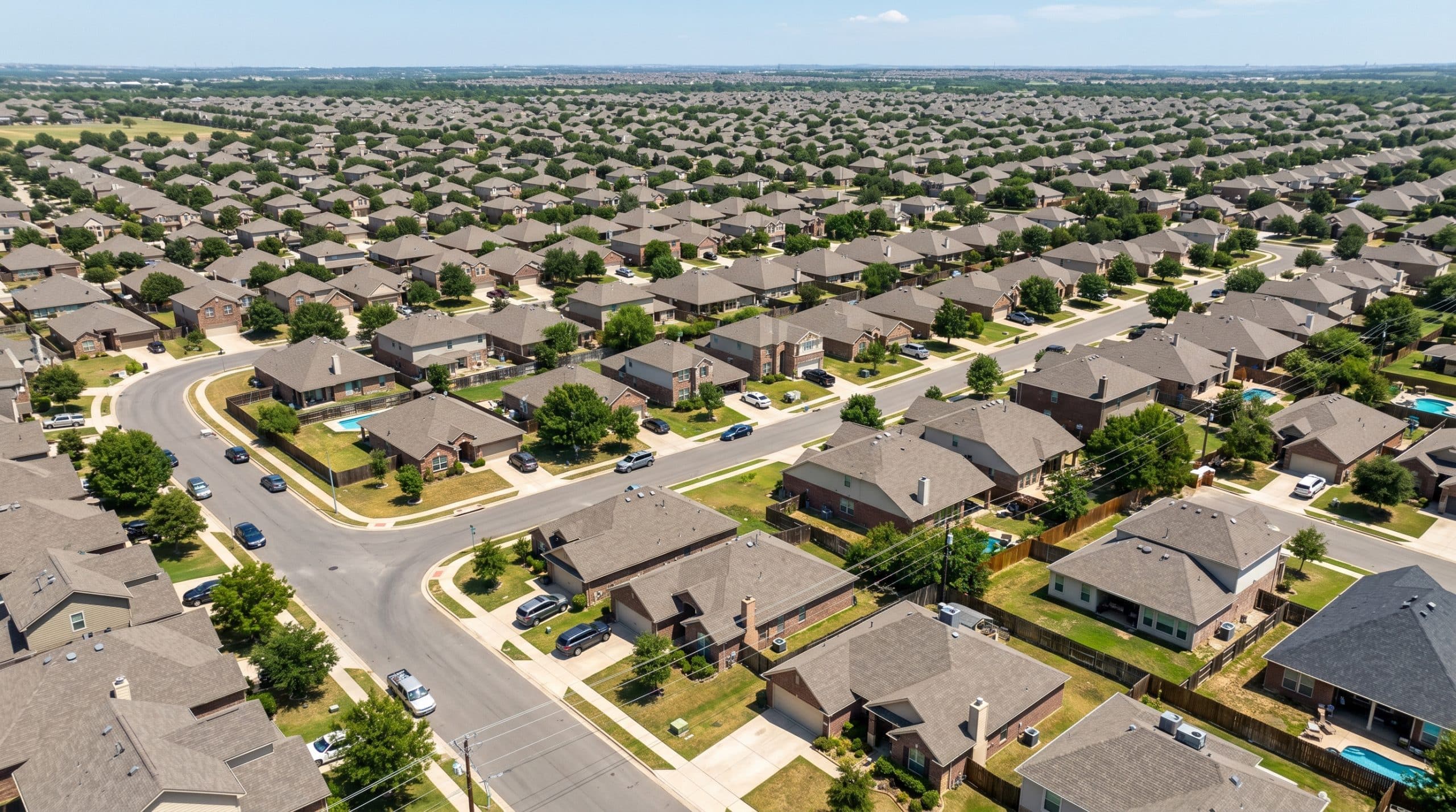 Residential neighborhood showing homes with AC units
