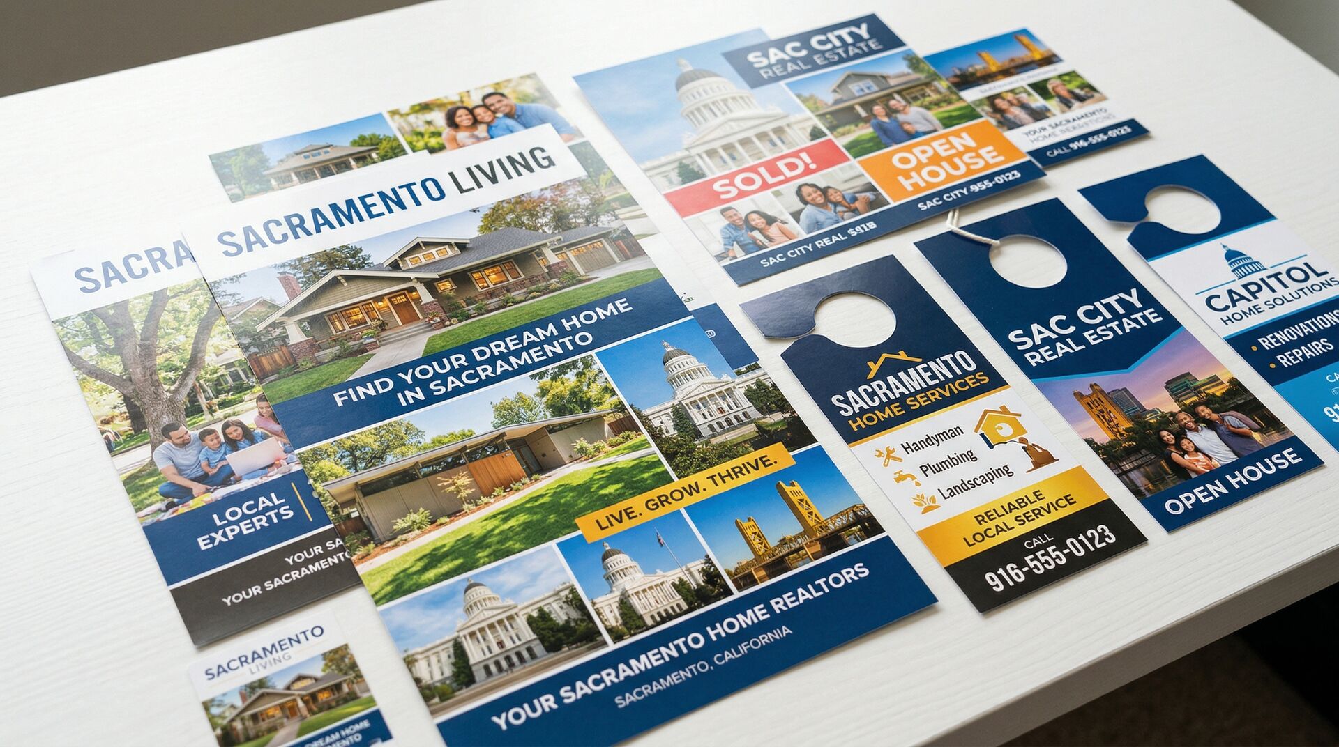 Premium marketing flyers and door hangers for Sacramento businesses