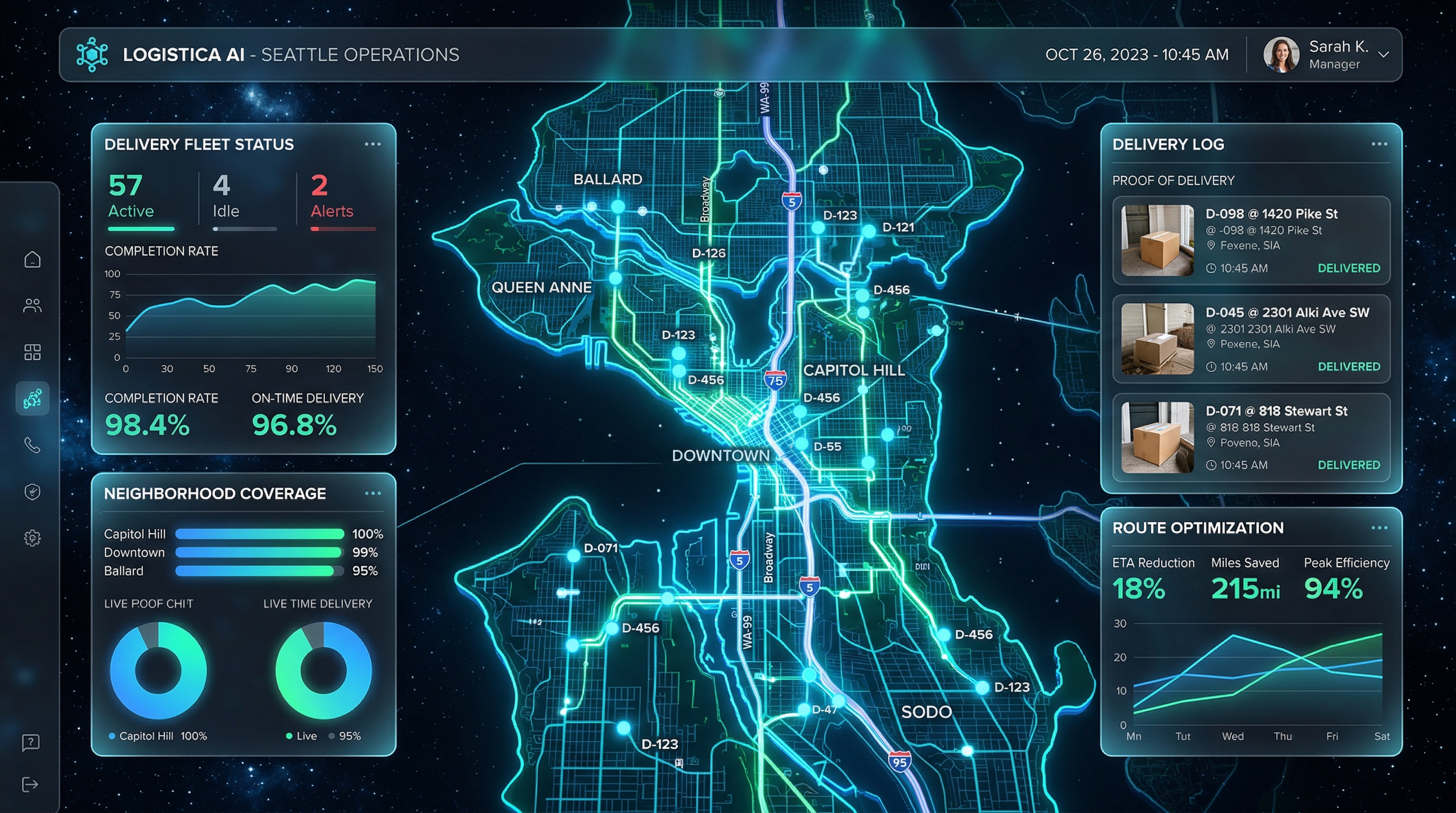 AI Management Platform dashboard displaying Seattle flyer distribution verification and delivery tracking