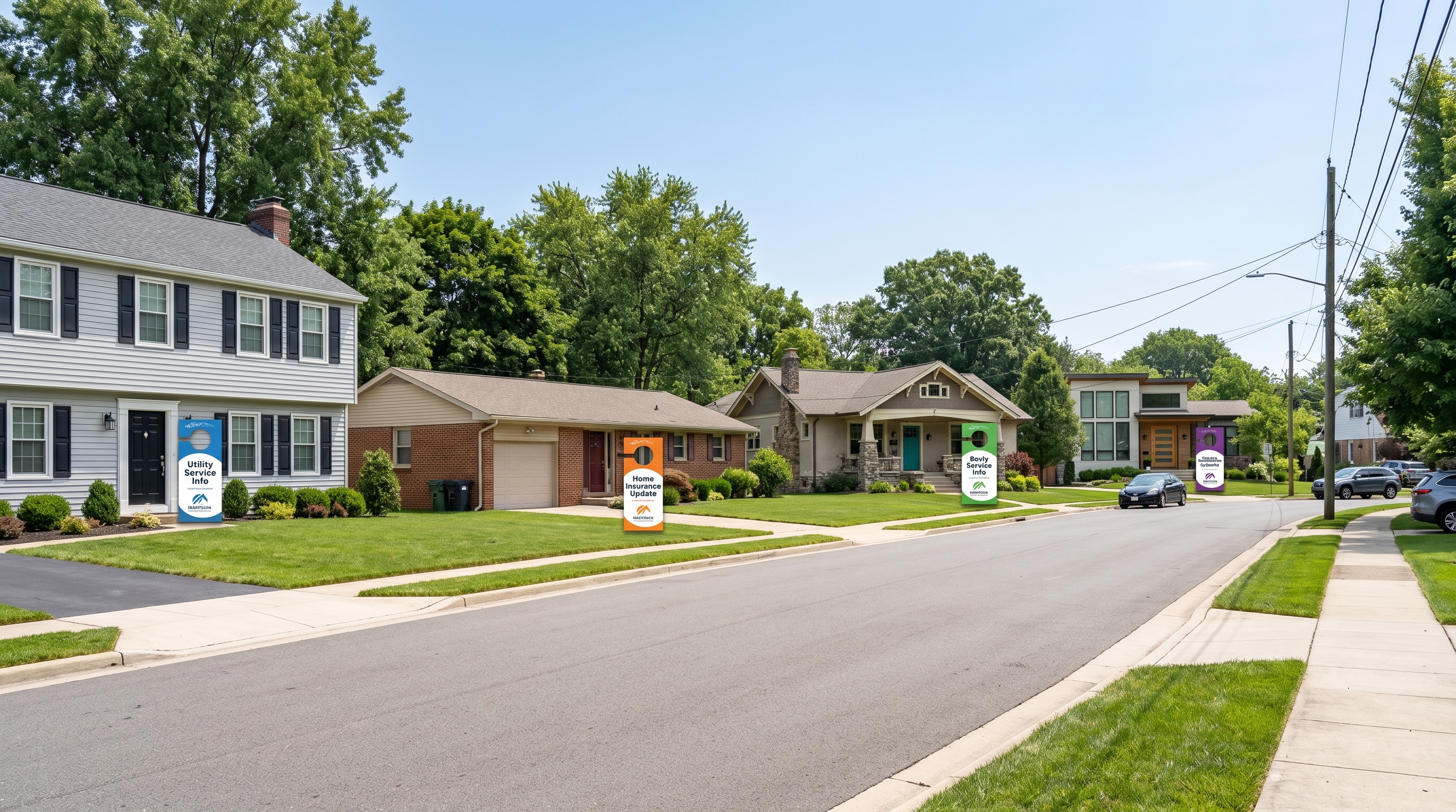 Statewide distribution coverage map showing multiple metro areas with door hanger delivery zones